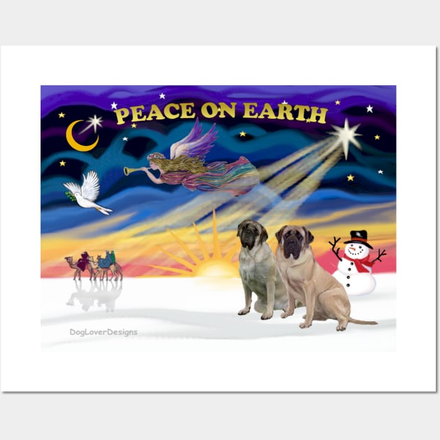 Christmas Angel with Two Bull Mastiffs Wall Art by Dogs Galore and More